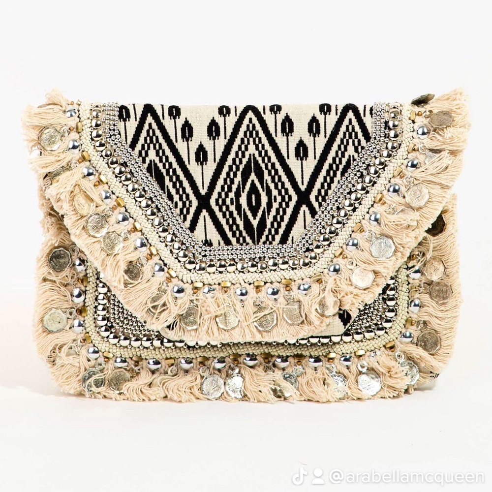Handmade boho fringe coin purse